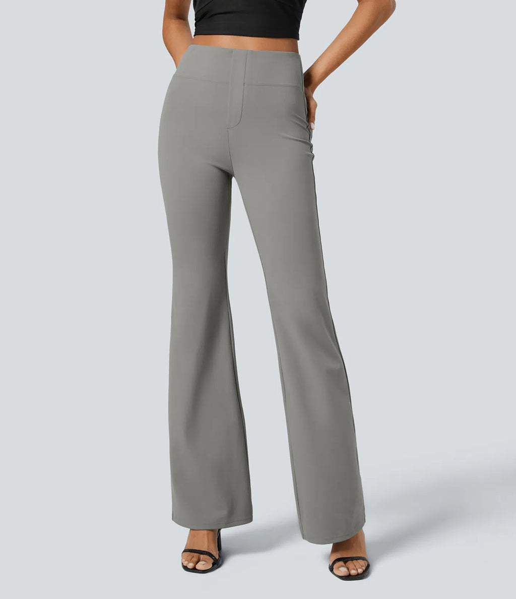 Pantalón de Vestir Wide Flare | Tiro Alto con Bolsillos