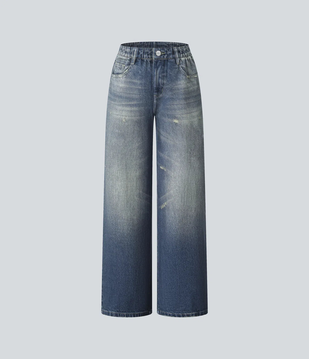 Pantalón Wide Leg Efecto Jean | French Terry con Bolsillos