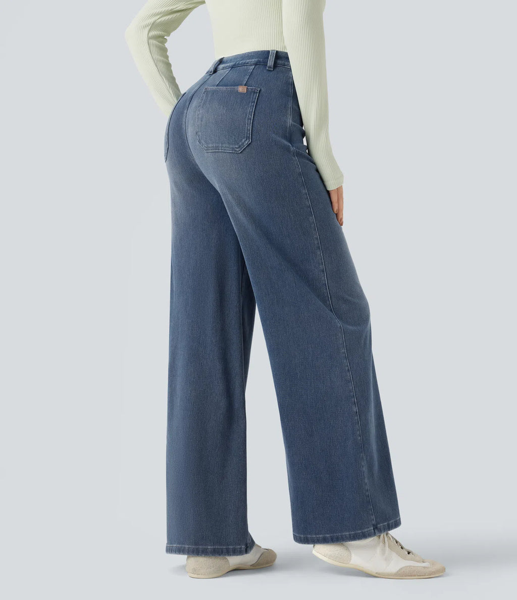 Jeans Wide Leg Tummy Control | Tiro Alto Stretch 4 Vías