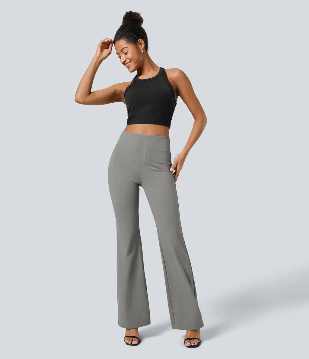 Pantalón de Vestir Wide Flare | Tiro Alto con Bolsillos