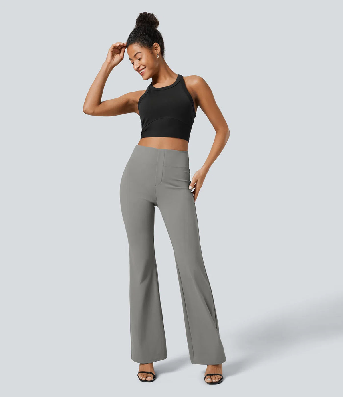 Pantalón de Vestir Wide Flare | Tiro Alto con Bolsillos