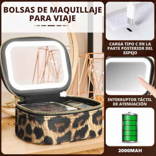Detalle del espejo LED con interruptor táctil y carga USB-C