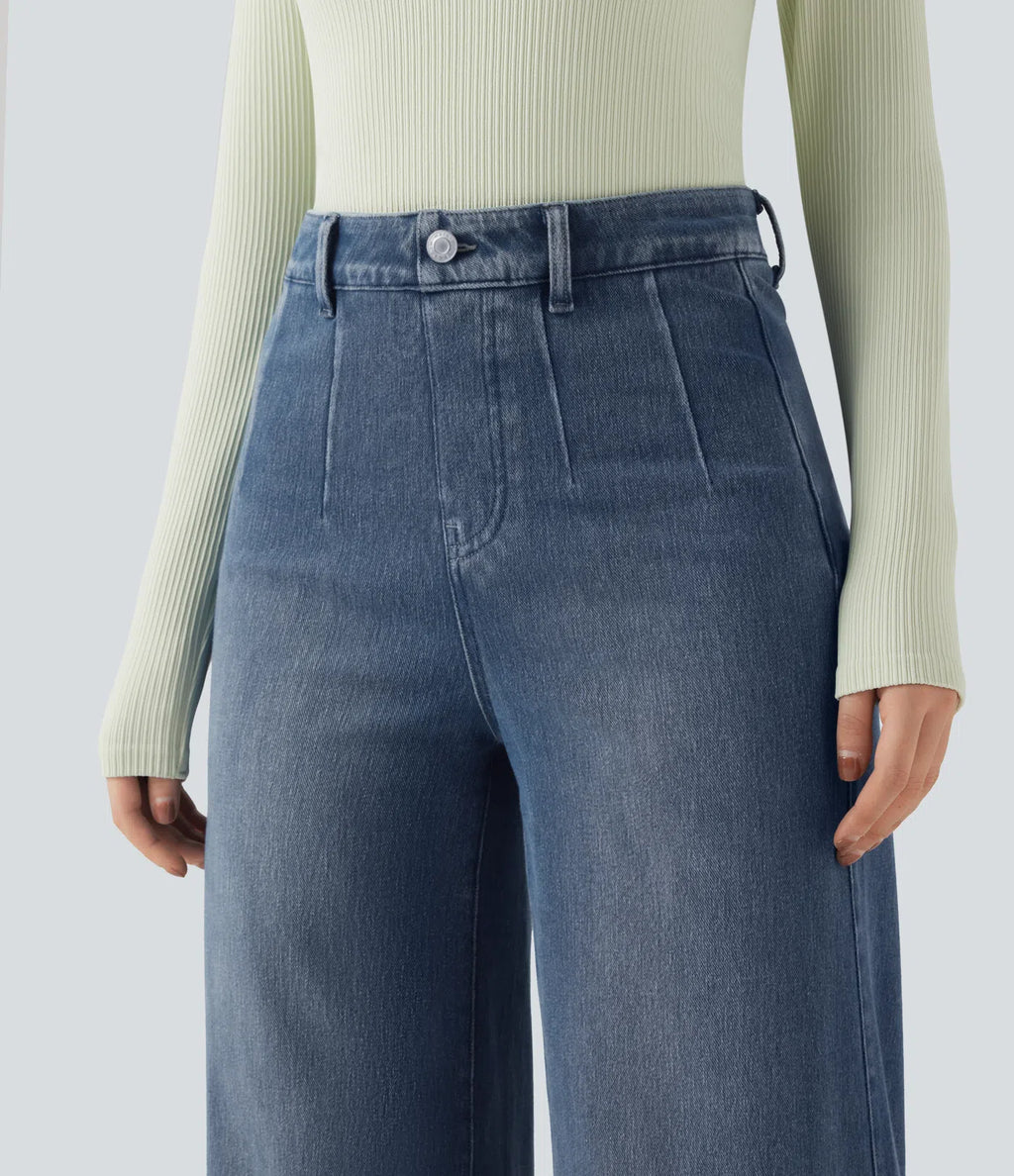 Jeans Wide Leg Tummy Control | Tiro Alto Stretch 4 Vías
