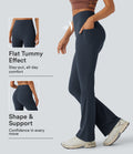 Leggings bootcut con control de abdomen y bolsillos laterales