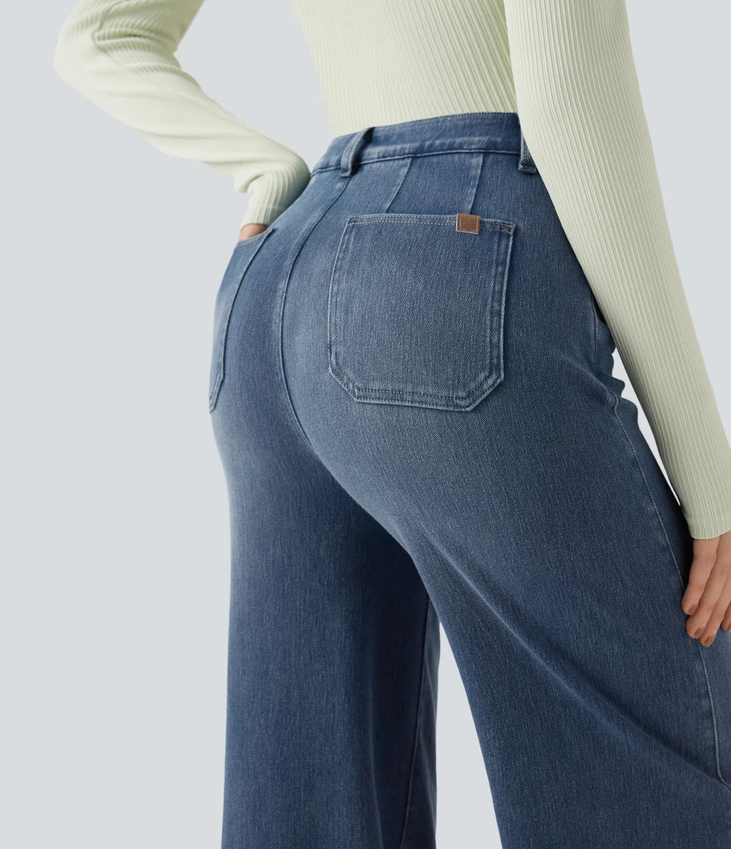 Jeans Wide Leg Tummy Control | Tiro Alto Stretch 4 Vías