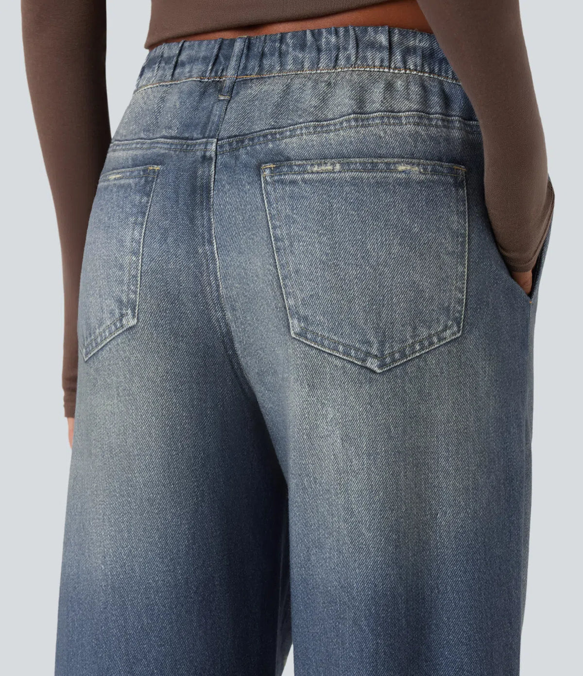 Pantalón Wide Leg Efecto Jean | French Terry con Bolsillos