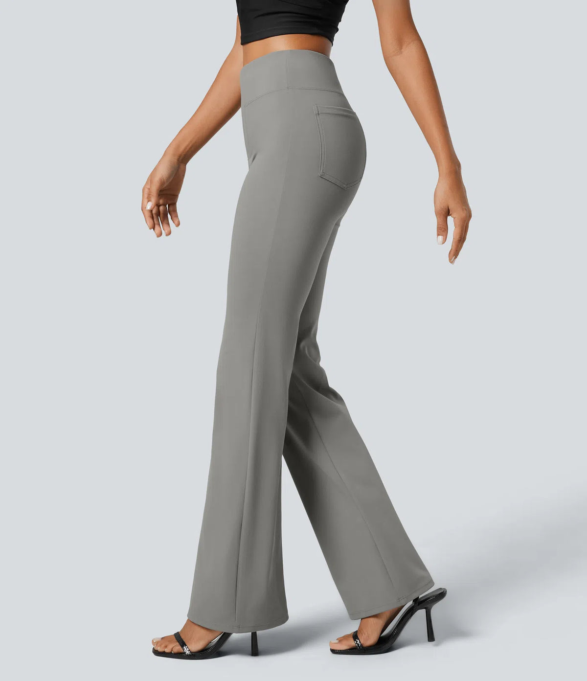 Pantalón de Vestir Wide Flare | Tiro Alto con Bolsillos