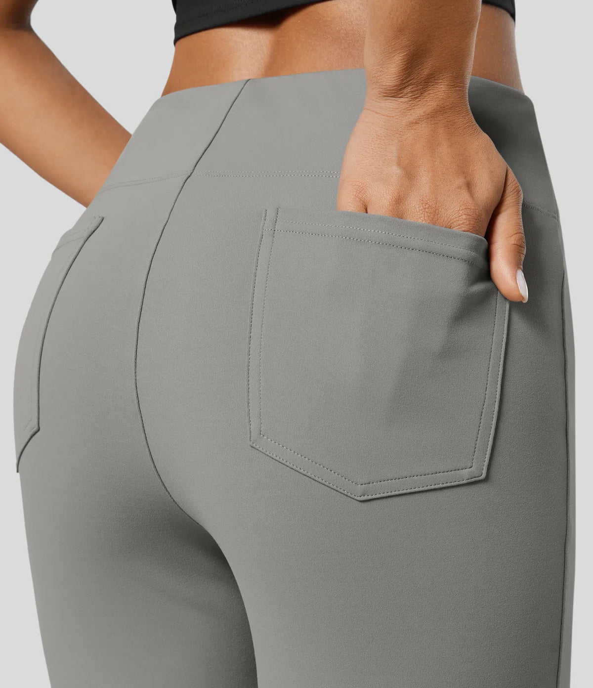 Pantalón de Vestir Wide Flare | Tiro Alto con Bolsillos