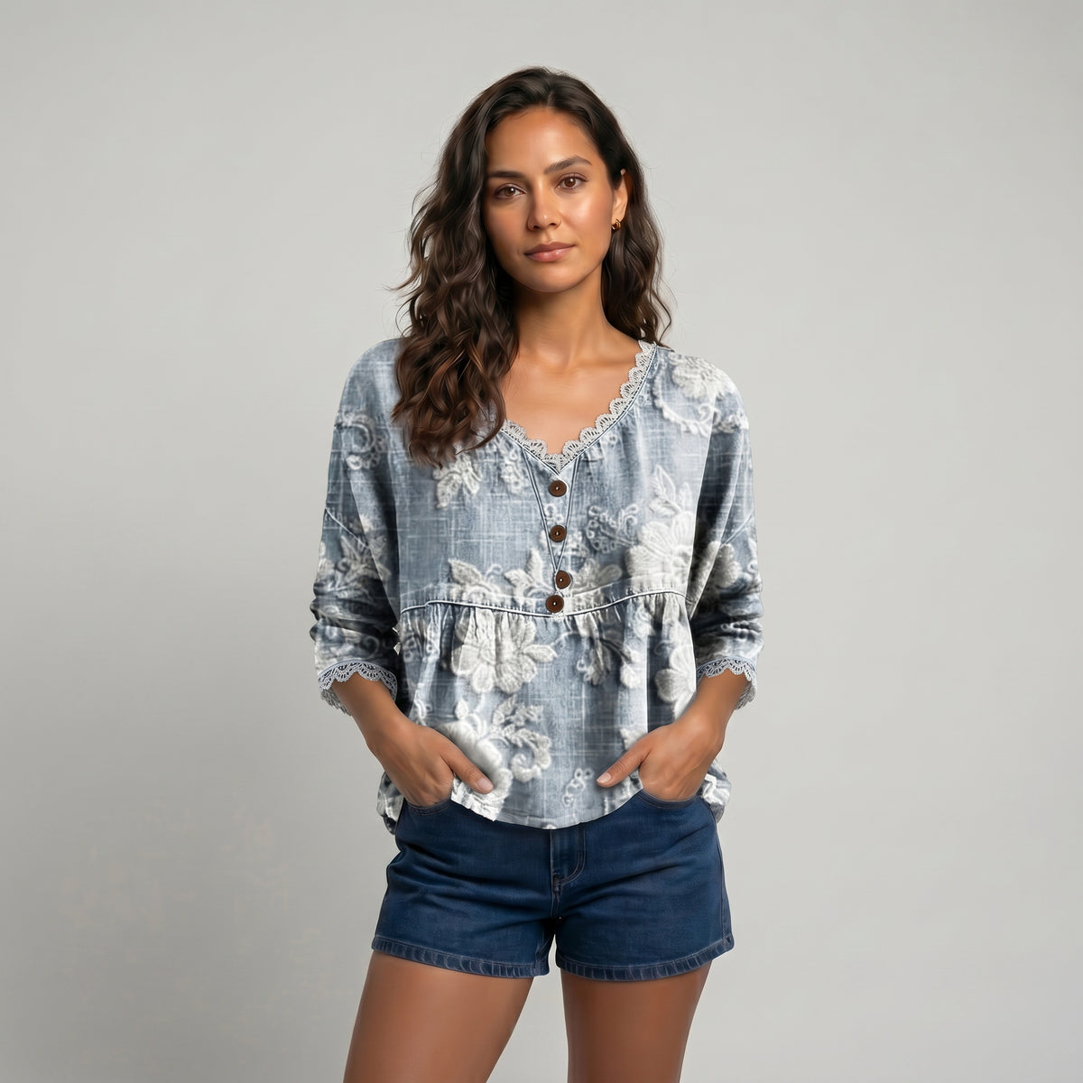 Blusa vintage con estampado floral