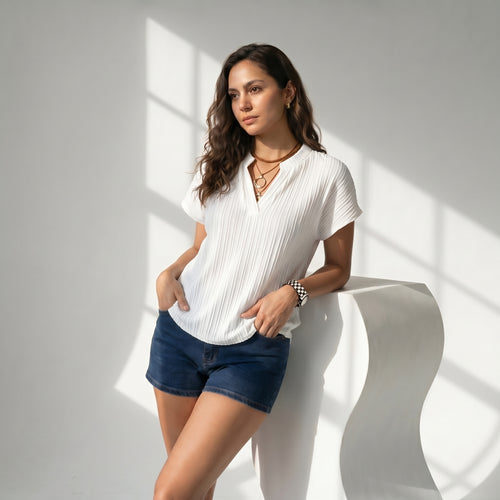 Blusa casual blanco liso