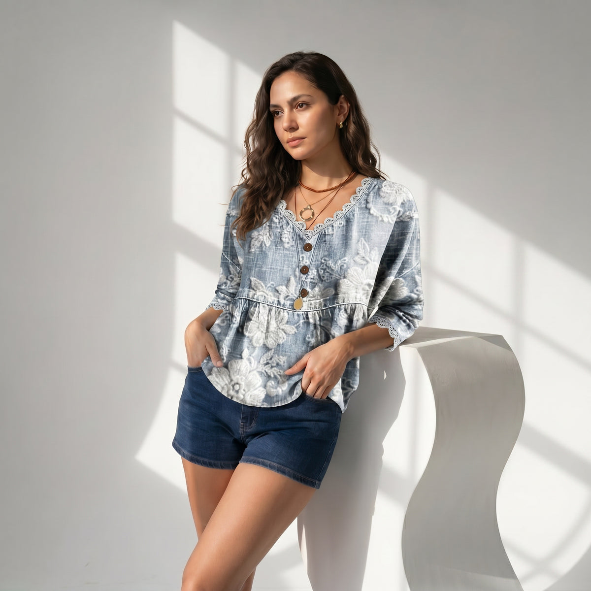 Blusa vintage con estampado floral