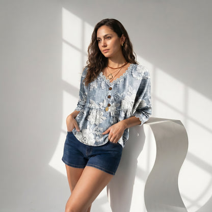 Blusa vintage con estampado floral