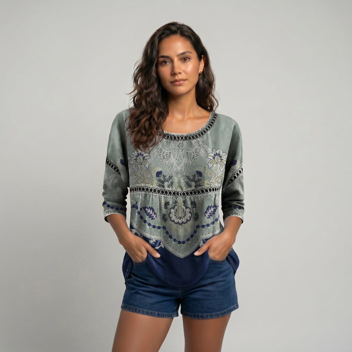 Blusa vintage con estampado floral