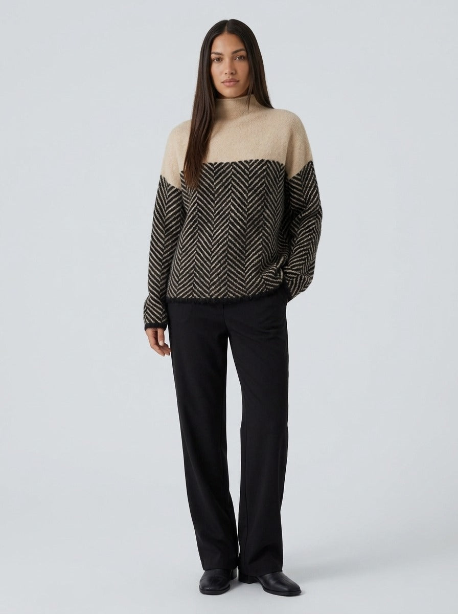 Jersey Adelie de cuello alto beige - frente