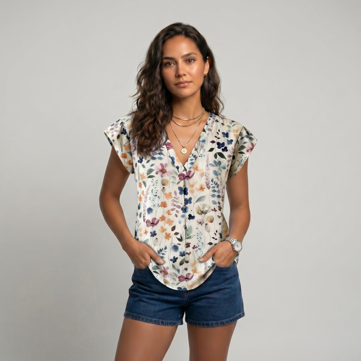 Blusa vintage con estampado floral