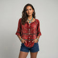 Blusa vintage con estampado étnico