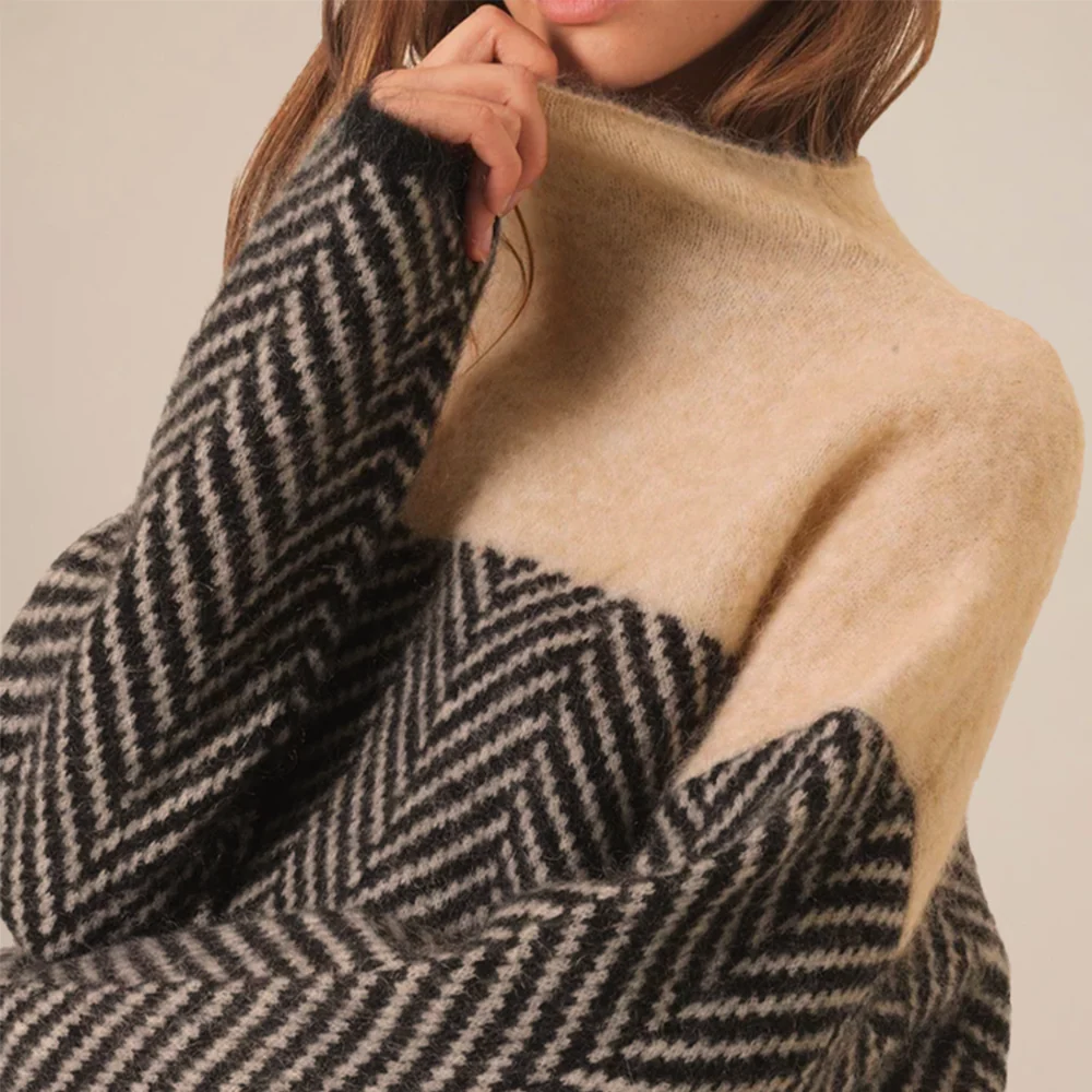 ADELIE | Jersey de cuello alto premium de punto fino