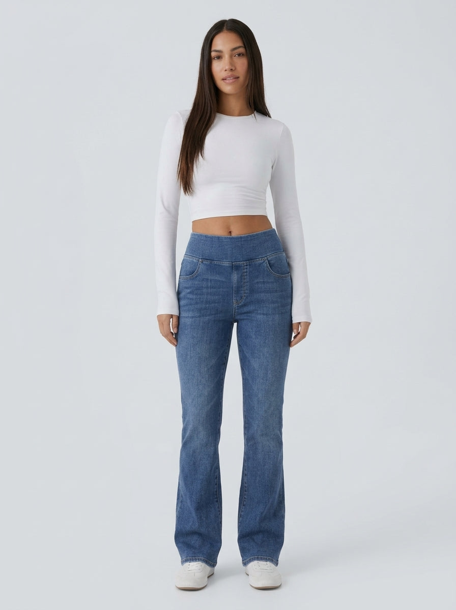Jean bootcut cintura alta - de frente