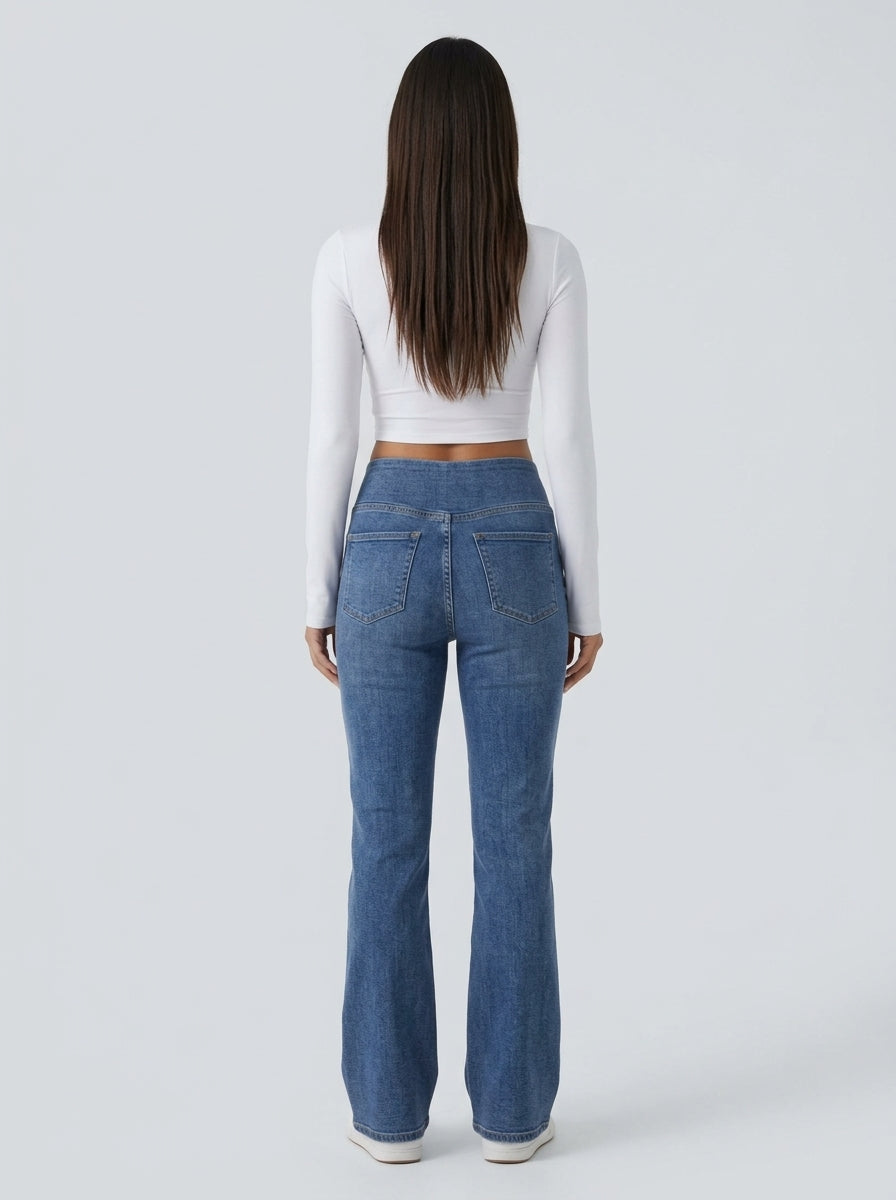 Jean bootcut cintura alta - espalda