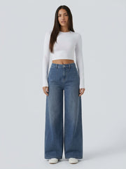 Jean wide leg tummy control - de frente