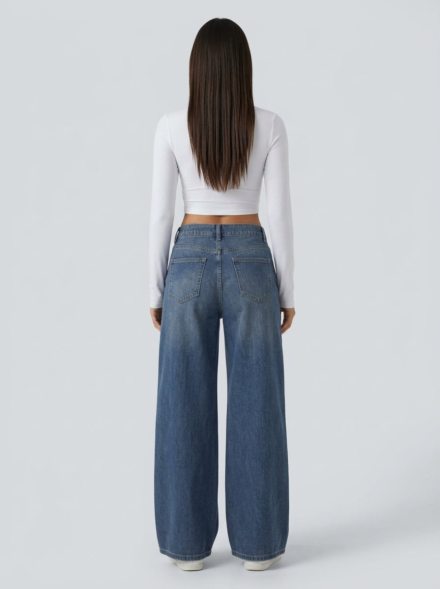 Jean wide leg tummy control - espalda