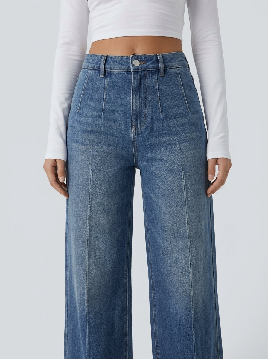 Jean wide leg tummy control - detalle pretina