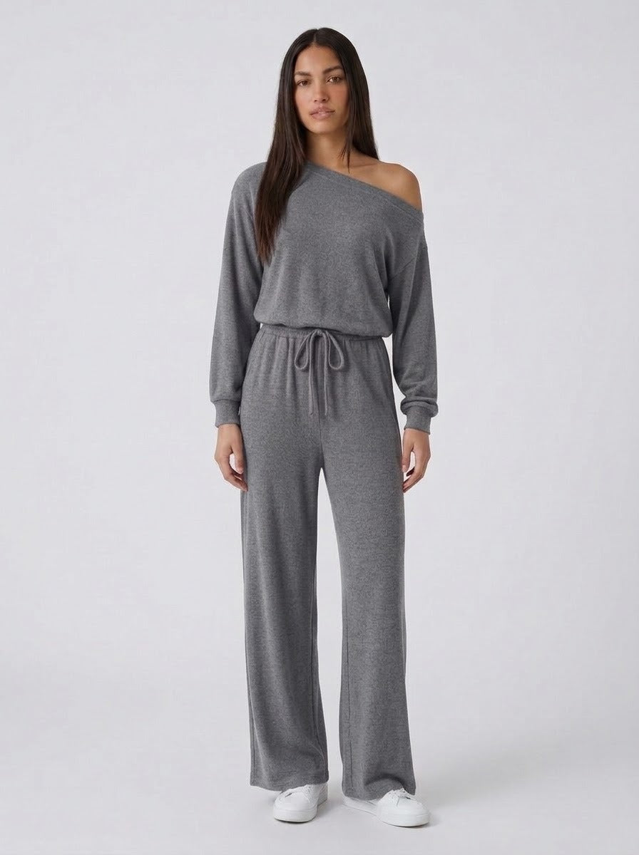 Jumpsuit manga larga gris