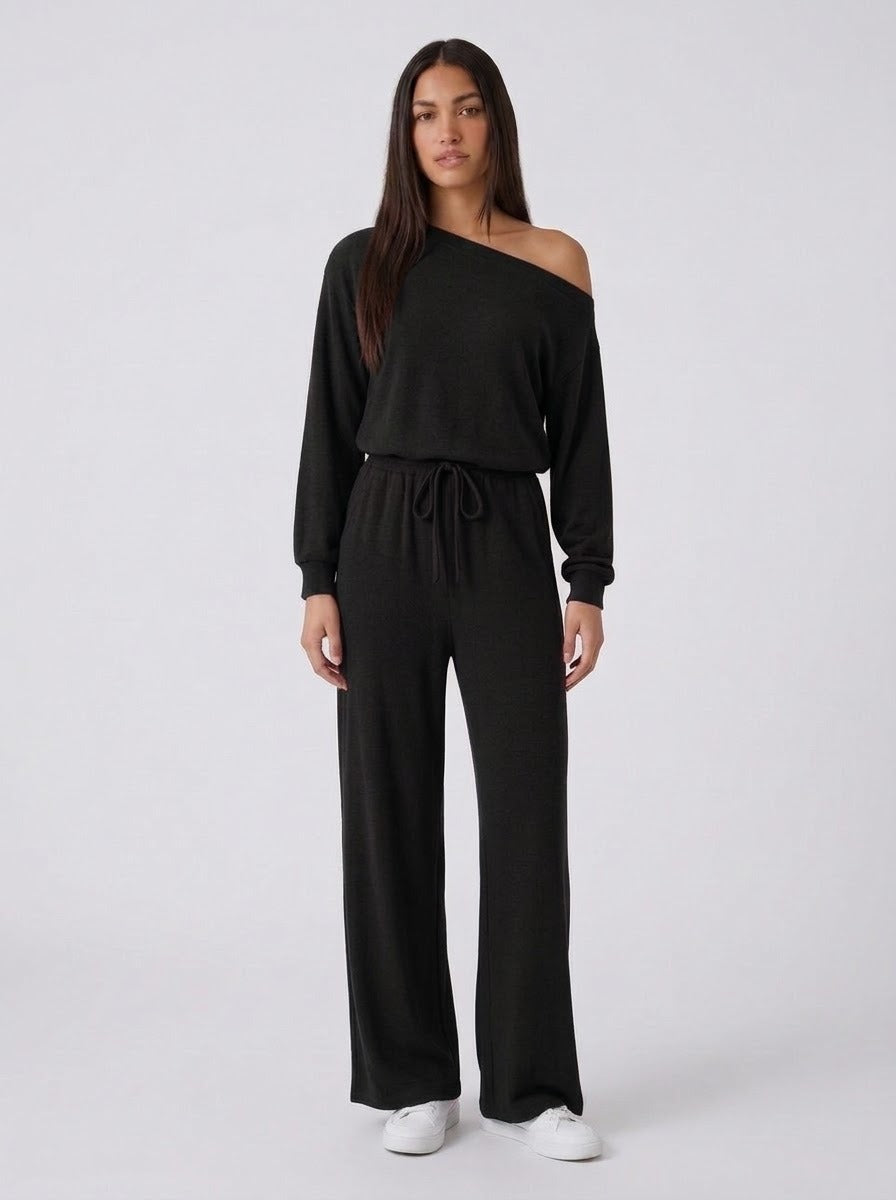 Jumpsuit manga larga negro