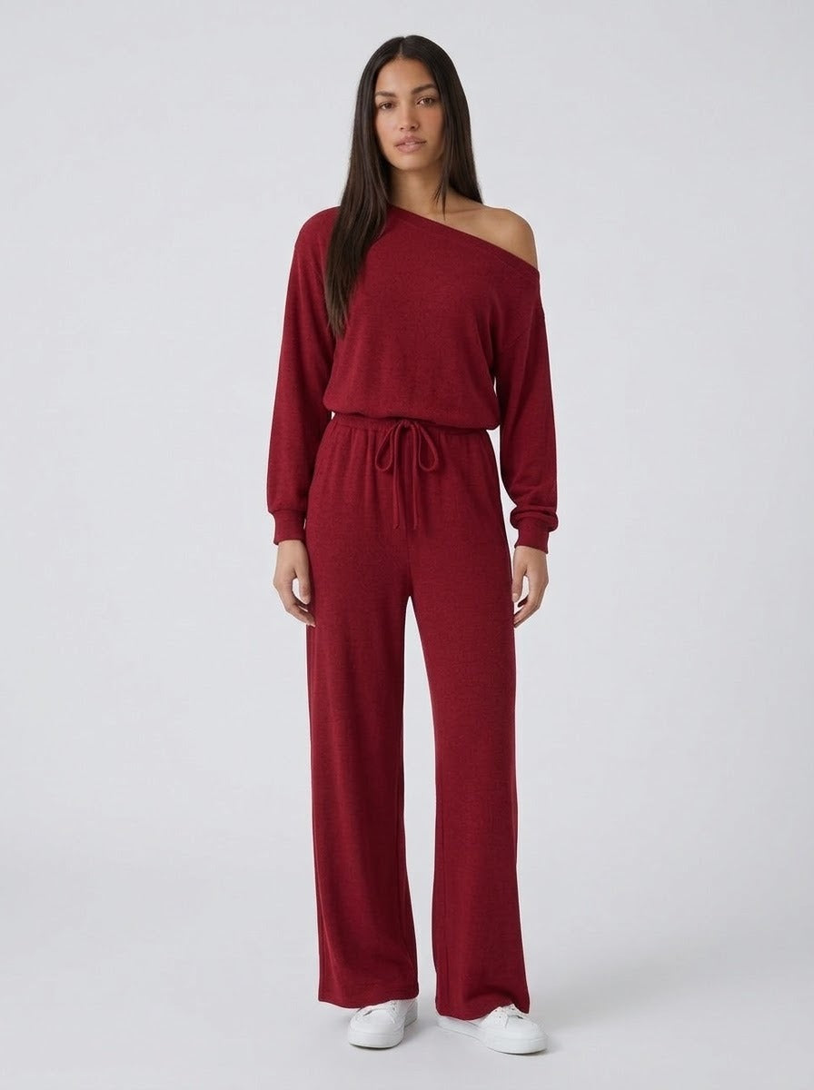Jumpsuit manga larga vino tinto - frente