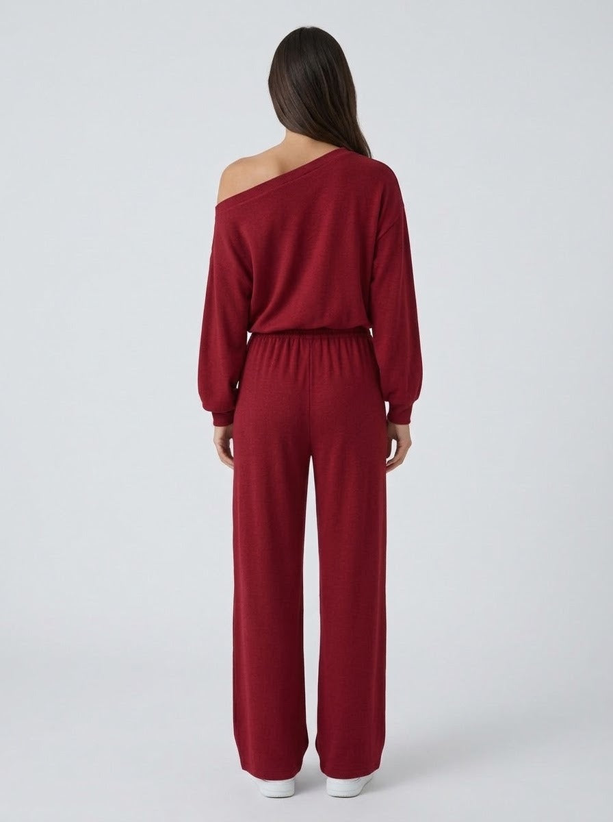 Jumpsuit manga larga vino tinto - espalda