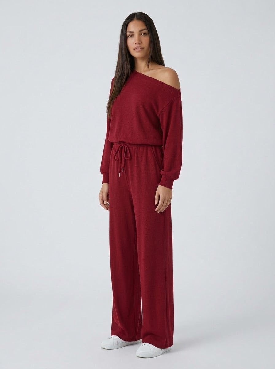 Jumpsuit manga larga vino tinto - tres cuartos