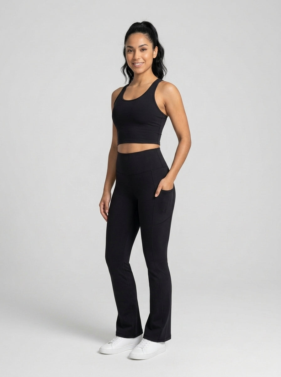Leggings bootcut Negro - tres cuartos