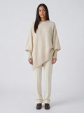 Suéter poncho Livia beige - frente