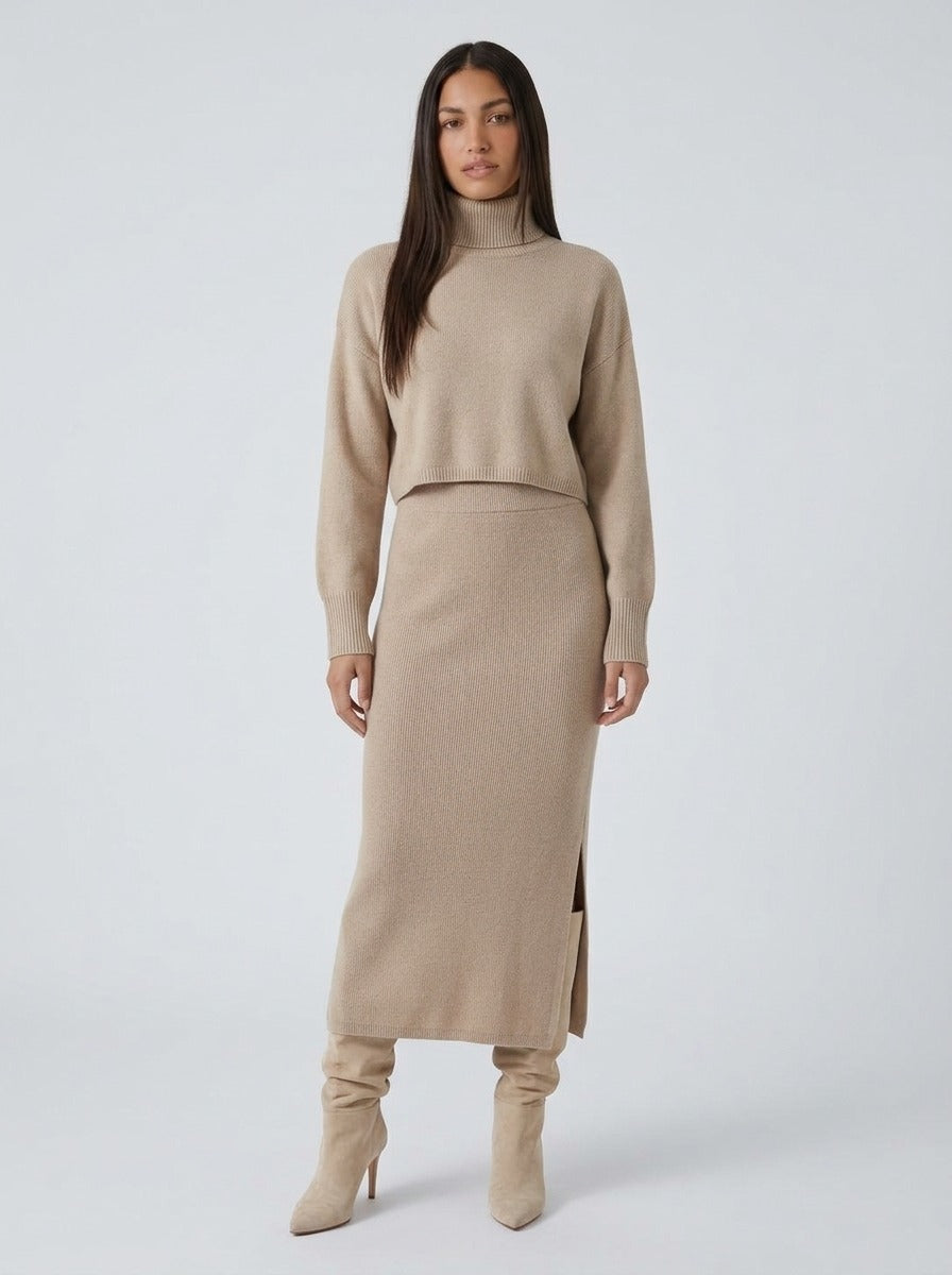 Conjunto de punto Nicole beige - frente