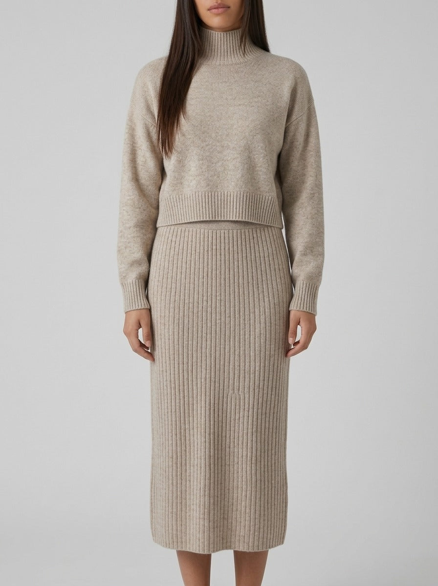 Conjunto de punto Nicole beige - detalle del punto