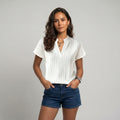 Blusa casual blanco liso