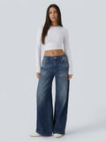 Pantalón wide leg efecto jean - de frente
