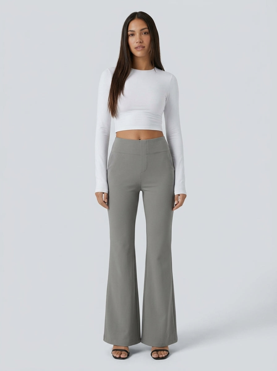 Pantalón de vestir wide flare Gris - de frente