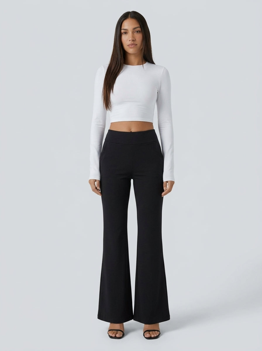 Pantalón de vestir wide flare Negro - de frente