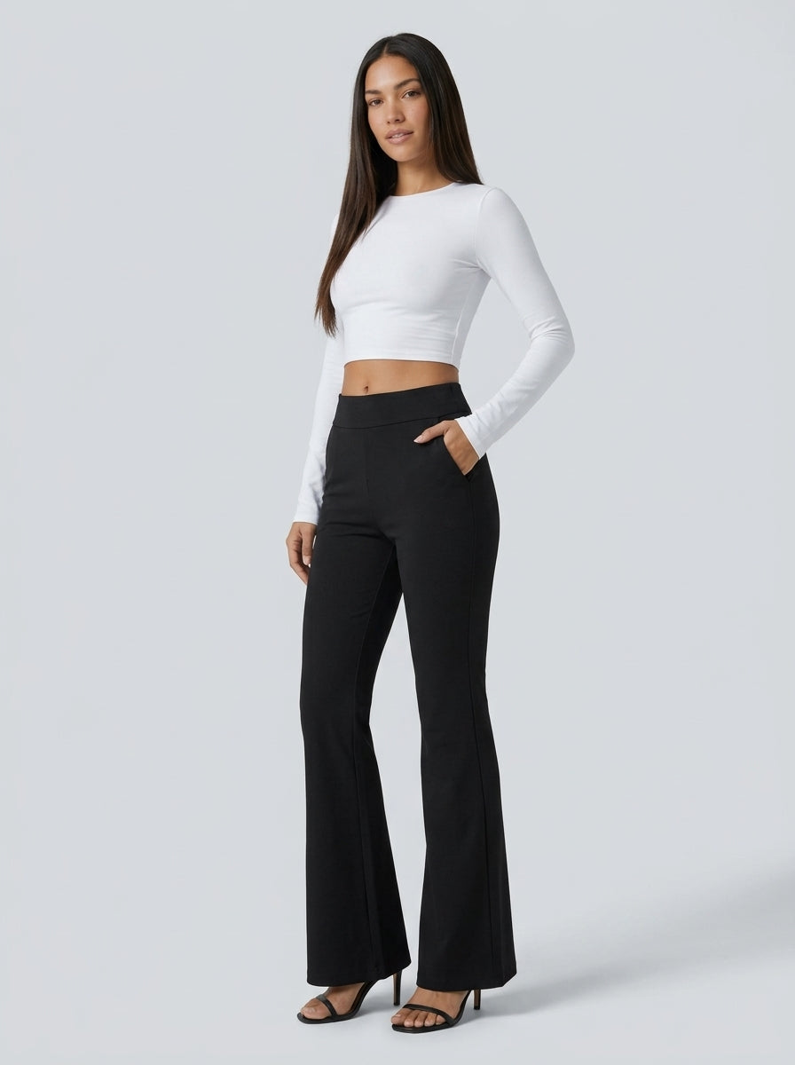 Pantalón de vestir wide flare Negro - tres cuartos