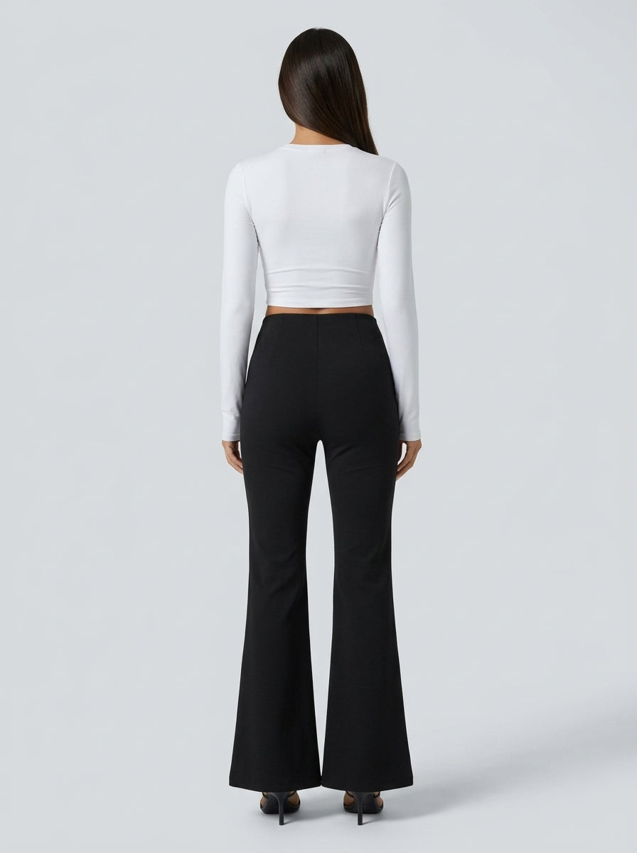 Pantalón de vestir wide flare Negro - espalda