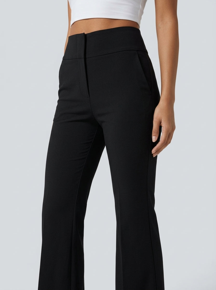 Pantalón de vestir wide flare Negro - detalle cintura