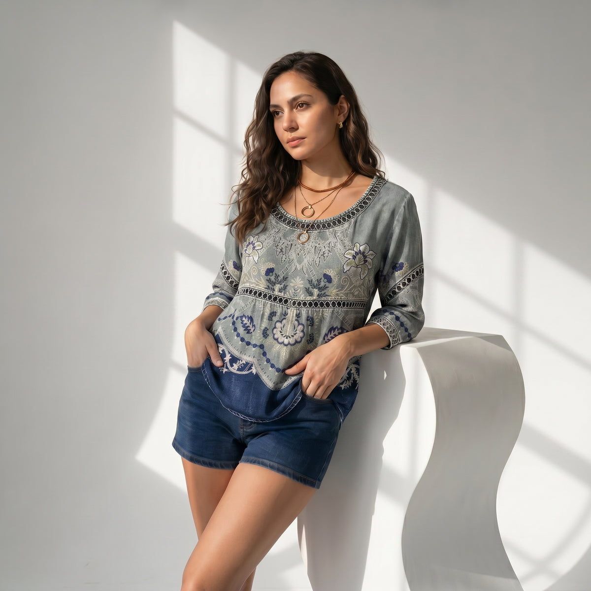 Blusa vintage con estampado floral